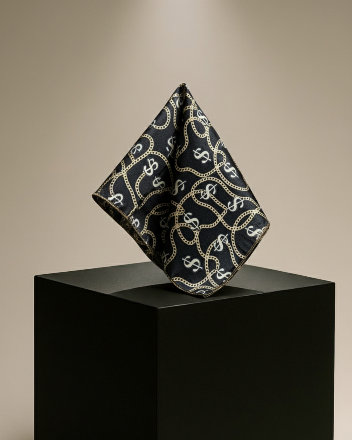 MIDNIGHT CHAIN MONOGRAM POCKET SQUARE (13 - 13 INCHES)