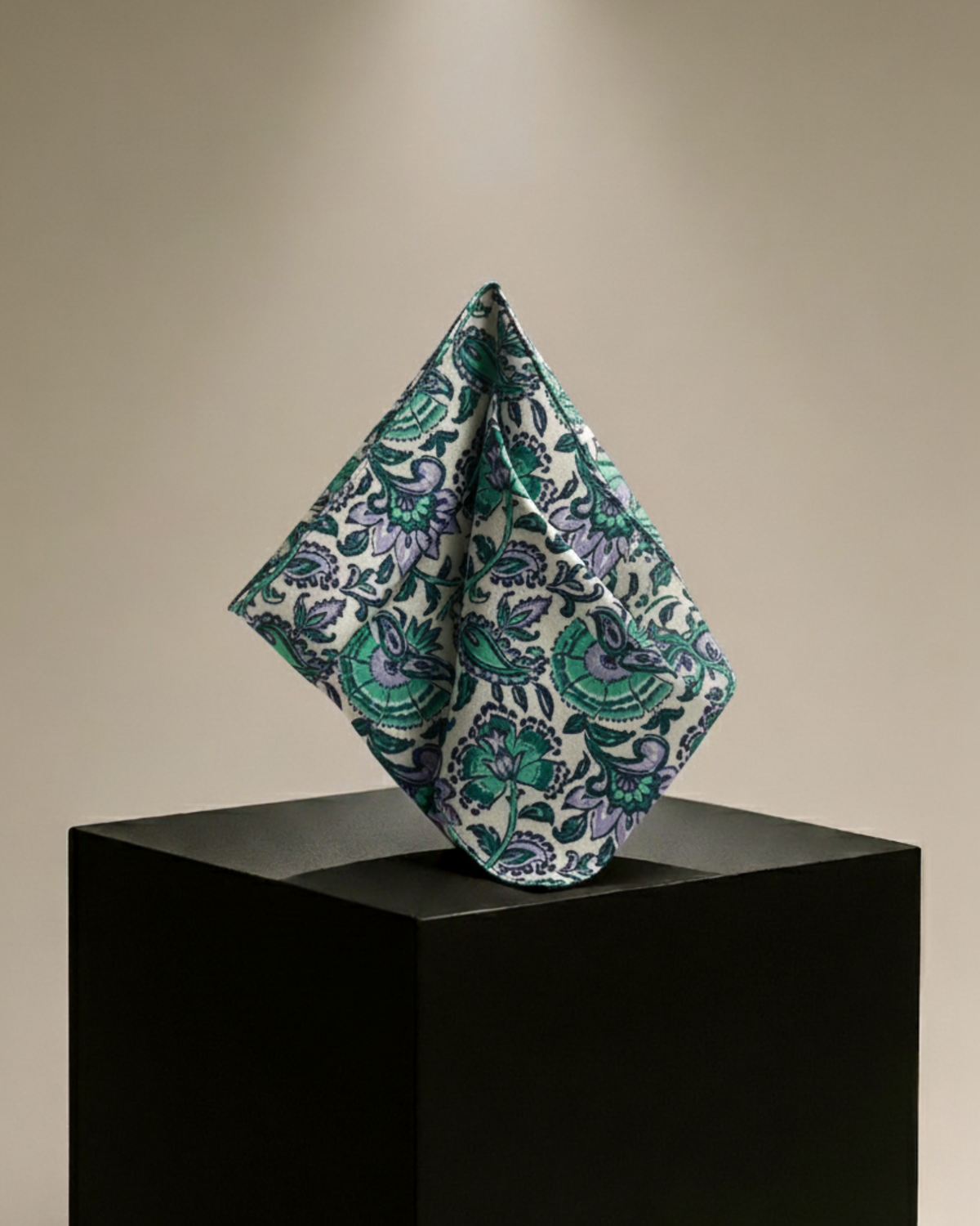 EMERALD BLOOM PAISLEY POCKET SQUARE (13 - 13 INCHES)