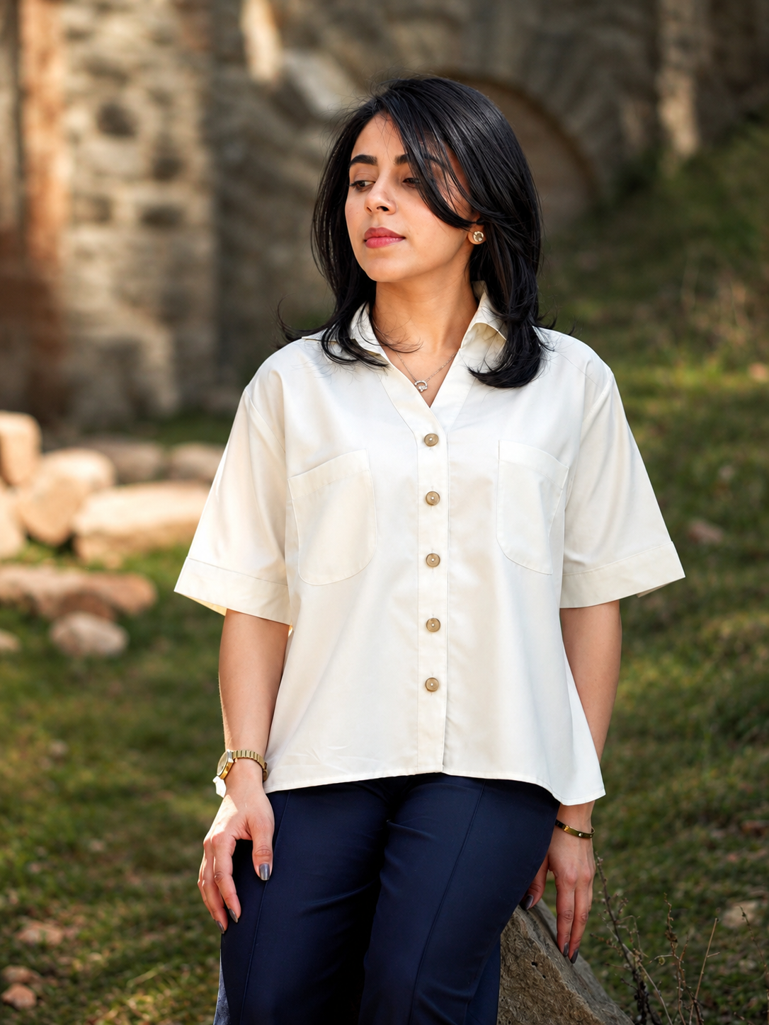 Formal Women Ivory White Shirt