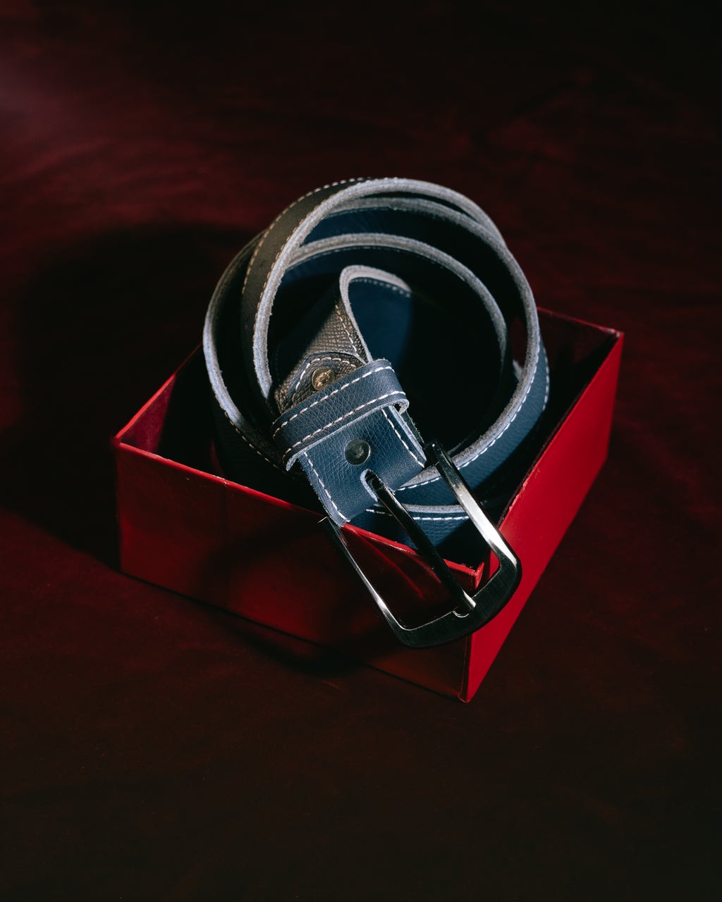 Navy Blue Textured Belt