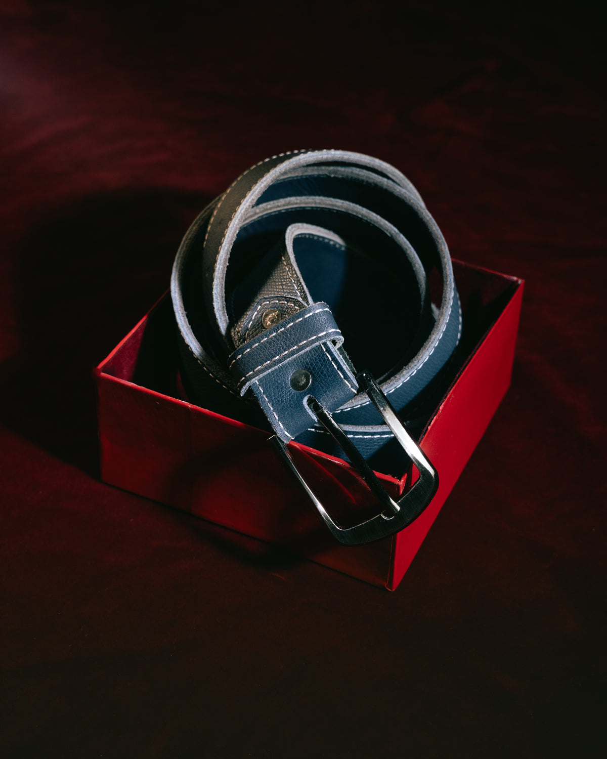 Navy Blue Textured Belt