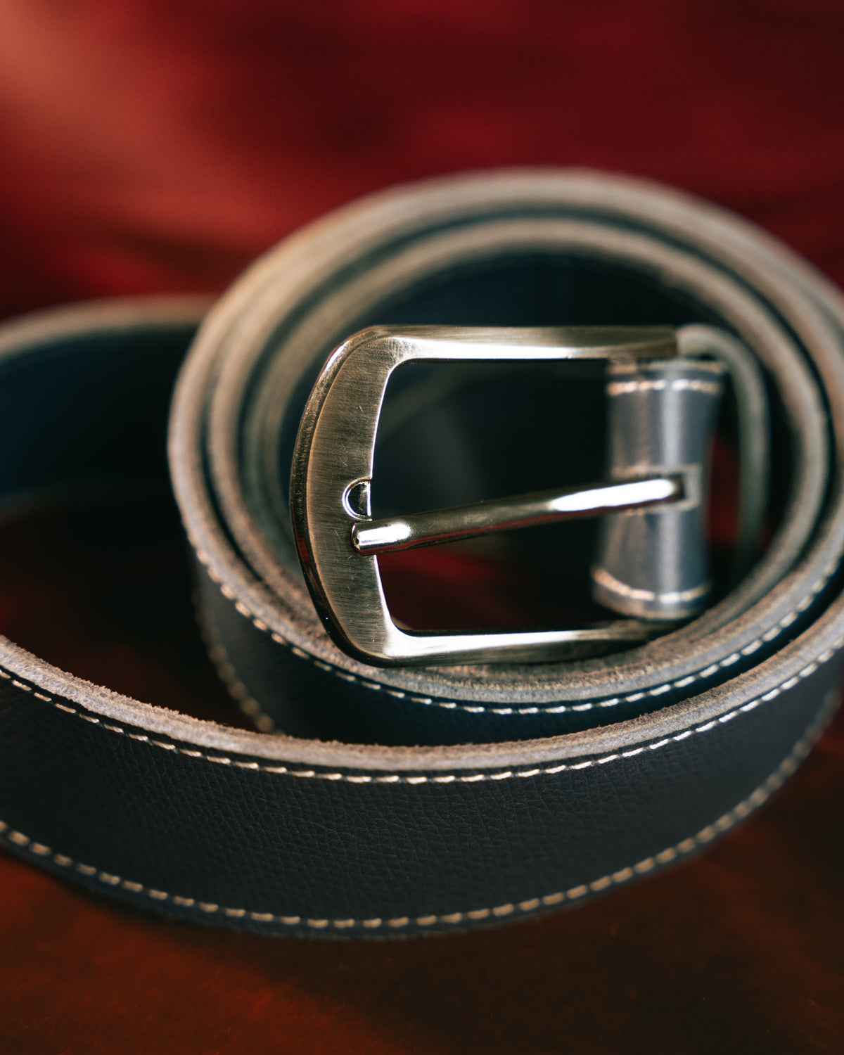 Navy Blue Textured Belt