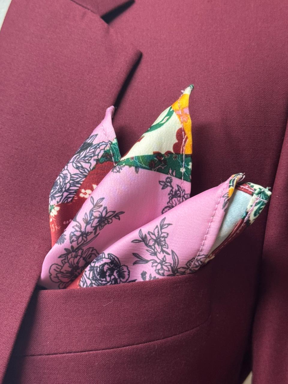 HERITAGE GARDEN PATCHWORK POCKET SQUARE (13 - 13 INCHES)