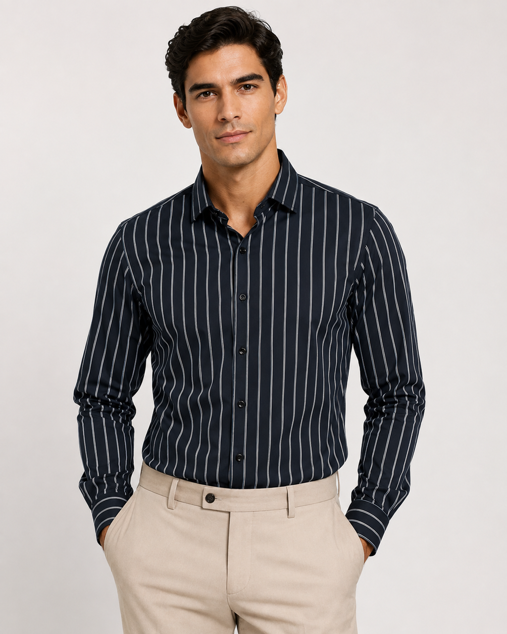Black Lined Button Down Shirt