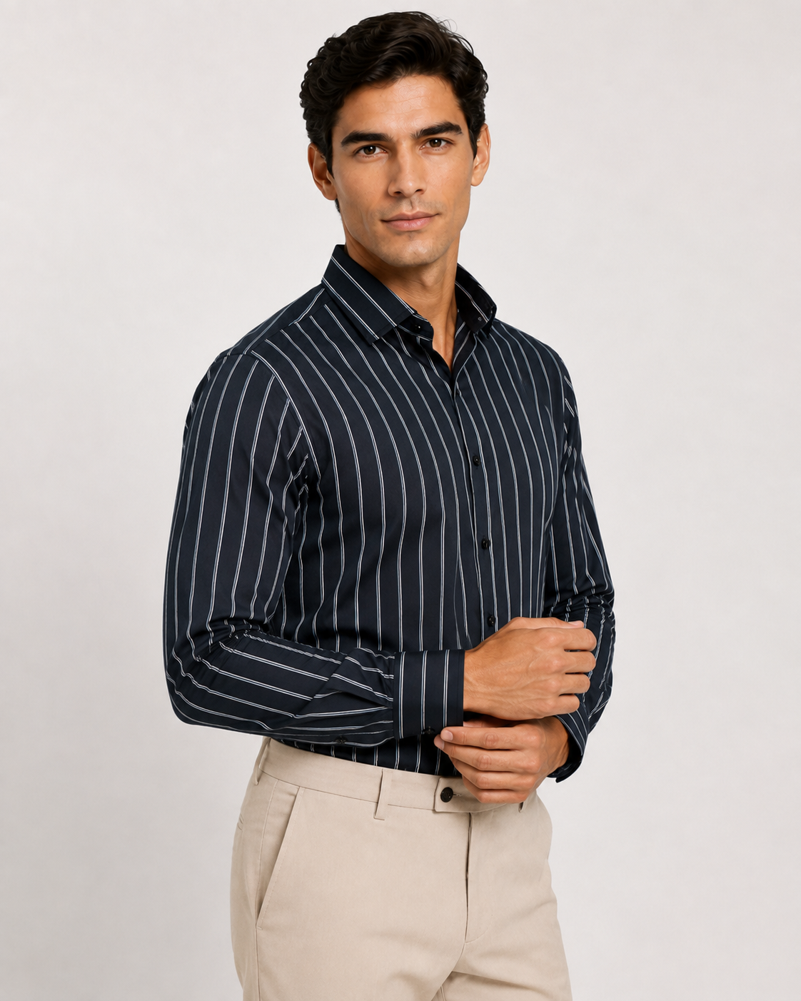 Black Lined Button Down Shirt