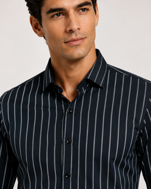 Black Lined Button Down Shirt